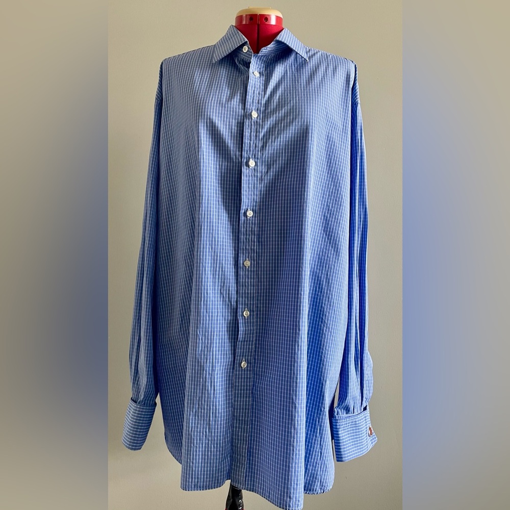 Thomas PINK %100 cotton button shirt with French cuffs - Size 37.5 (18.5” neck)